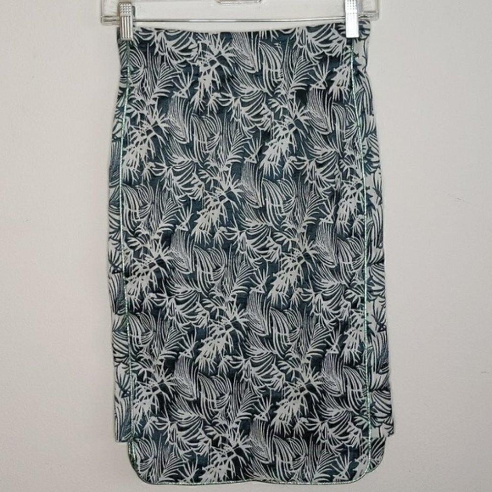 Zac Posen Tropical Leaf Pencil Skirt